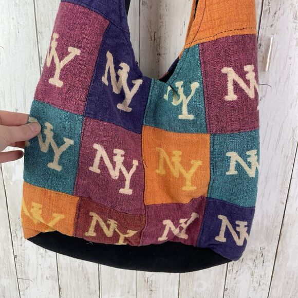 NY Crossbody Sling Slouchy HOBO Bag NEW YORK BLOCK PATCHWORK - Nepal - Picture 4 of 13